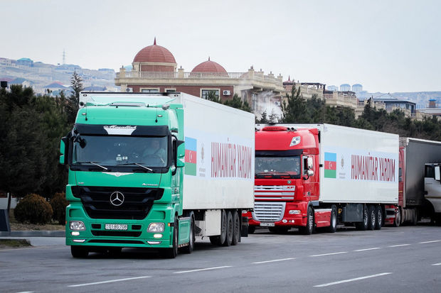 Heydər Əliyev Fondunun daha bir humanitar yardım karvanı Türkiyəyə yola düşüb
